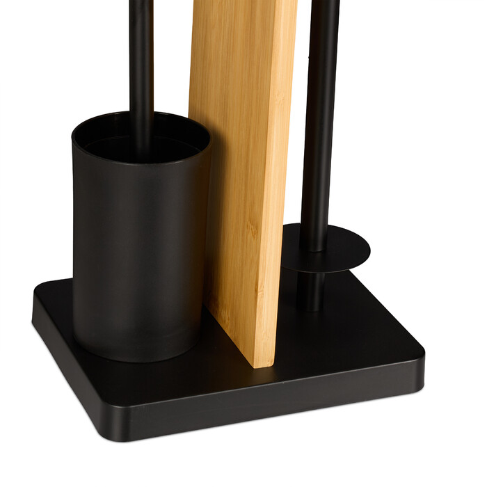 Relaxdays Bamboo & Iron Toilet Set with Storage
