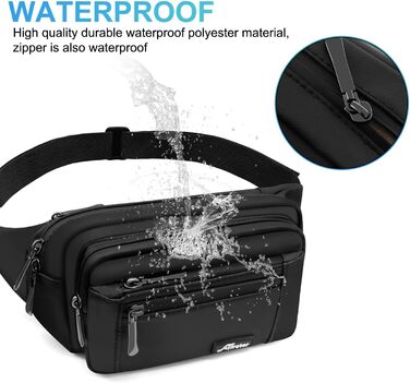 Жіноча поясна сумка-рюкзак, водонепроникна, для телефону, спортивна, для активного відпочинку, подорожей, прогулянок з собакою (чорна)