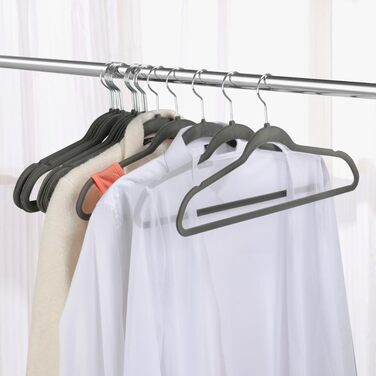 Yaheetech 100-Piece Clothes Hangers Velvet Suit Hangers with Non-Slip Surface, Closet Hangers, Anti-Slip, Space-Saving, 360° Swivel Hook, 0.5cm Thick, Gray