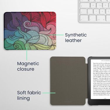 Чохол-книжка kwmobile для Amazon Kindle Paperwhite (2024)/Colorsoft - квітковий дизайн, магнітний замок, захисний чохол для електронного читача, синьо-червоно-білий, рожевий, блакитний, зелений