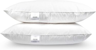 H&F Heimtextilien 2-Piece Set | Premium Quality | Pillowcases 80x80 cm | Filling: 1300 grams of feathers, goose feathers | 100% Natural Pillow | Cover: 100% Cotton | Feather Pillow 80 x 80 cm | Oeko-TEX Certified 1300.0 grams 2