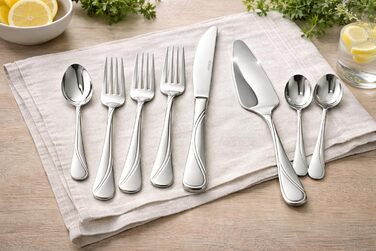 Набір столових приборів SATIN 72 предмети з нержавіючої сталі на 12 осіб (виделки, ложки, ножі) у кейсі