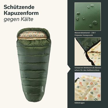 Спальний мішок Skandika Vegas XXL | Мультиспальник для дорослих, 3 сезони, до -12°C, 220x110 см, ковдраний/звичайна підкладка, для кемпінгу та подорожей