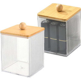 Набір для зберігання ватних паличок та дисків, чорний, акрил/бамбук, 3 шт.