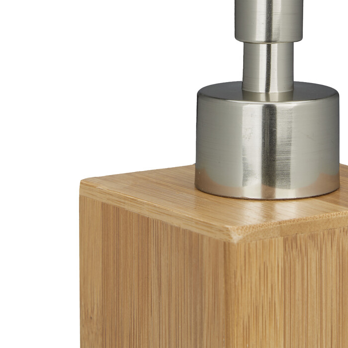 Relaxdays Bamboo Soap Dispenser, Square