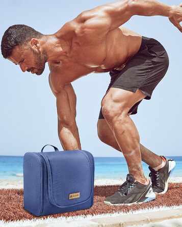 Чоловіча та жіноча косметичка для подорожей, водонепроникна, з гачком для підвішування, компактна, органайзер для косметики (Блакитна)