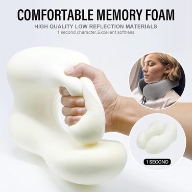 Подушка для шиї Sender Reisekissen з Memory Foam - зручна для подорожей літаком, потягом, авто. Сірого кольору.