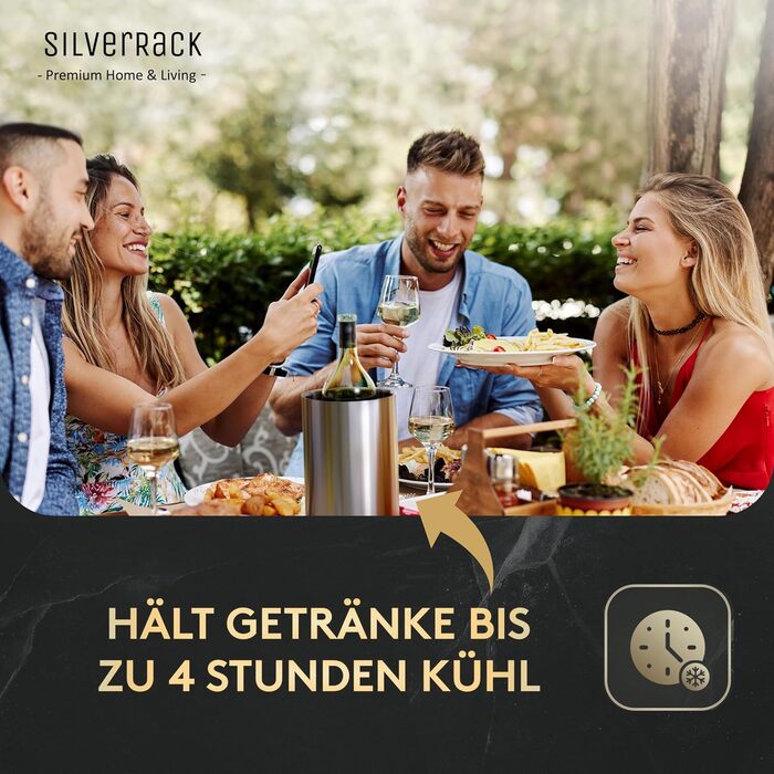 Охолоджувач для вина SilverRack з нержавіючої сталі - для пляшок вина, шампанського та напоїв. Компактний охолоджувач для вина на відкритий простір