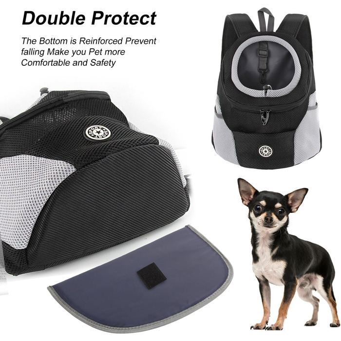 Шлейка для собак та цуценят, переноска-рюкзак для маленьких тварин, чорна (L)