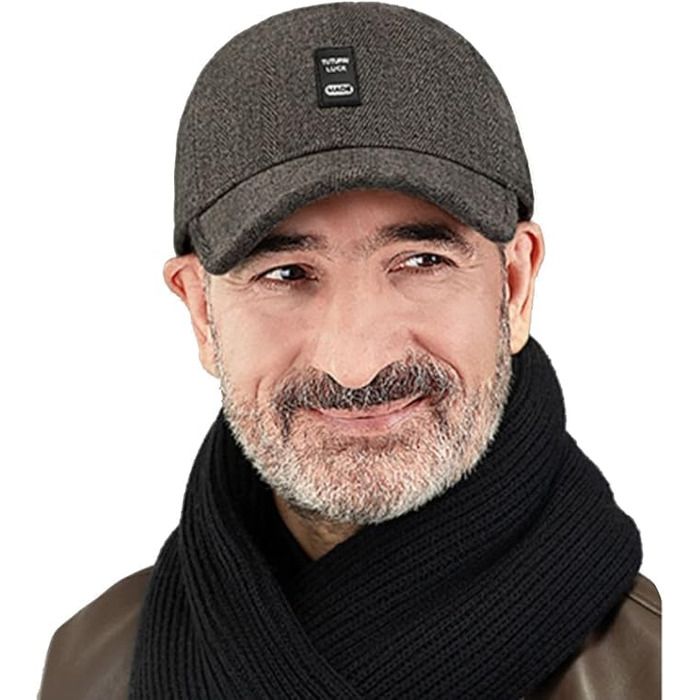 Кепка бейсболка чоловіча Clakllie зимова тепла в'язана з флісовою підкладкою та вушками для холодної погоди, спортивна, на вулицю