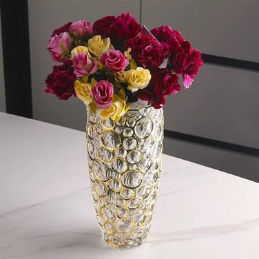 Кришталева ваза ручної роботи з золотим декором, 30 см - сучасний дизайн для дому