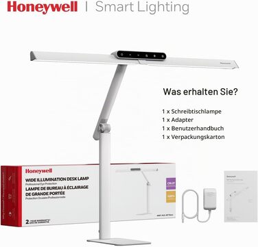 Світлодіодна настільна лампа Honeywell HJ1WT, 1200 лм, з регулюванням яскравості, біла