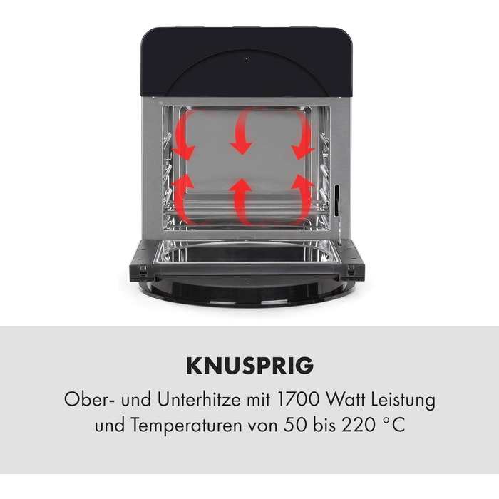 Klarstein AeroVital easy touch Hot Air Fryer - 1700 W Hot Air Fryer, Air Fryer with XXL Volume: 14 Liters, 16 Programs, Cool touch housing, 60 min Timer, 8 h Drying Function, black