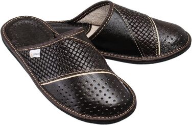 Чоловічі халати-домашні тапочки ESTRO з натуральної шкіри, розмір 45 EU, коричневого кольору