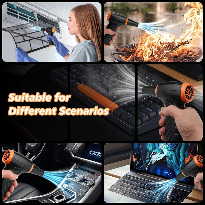 Електричний пилосос-фен WHATOOK Mini: 3 швидкості, 150000 обертів/хв, акумулятор 8000mAh, LED, для чищення ноутбука, клавіатури, авто