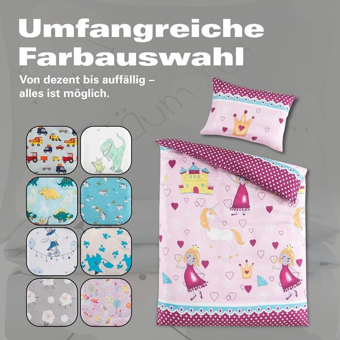 Набір постільної білизни BaSaTex для дітей | 100x135 см + 40x60 см | 100% поліестер мікрофібра | Застібка-блискавка | Милі сни - овечки та хмаринки | сірий/білий | BaSaTex