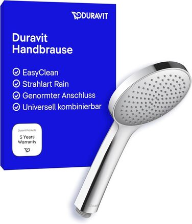 Душова лійка Duravit Universal з 3 режимами (Rain, Intense, Soft), ручна душова насадка Ø 110 мм, економна функція MinusFlow, легко чиститься, (1 режим, хром)