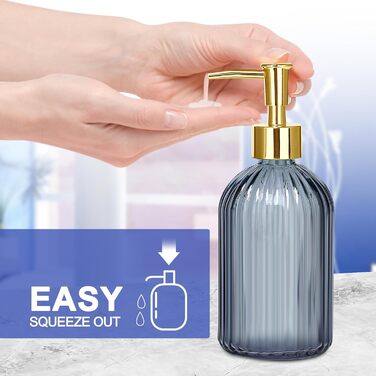 Haturi Bathroom Accessories Set, 4-Piece, Blue Glass - Complete Bathroom Accessories Set including Lotion Soap Dispenser, Toothbrush Holder, Apothecary Jar, Vanity Tray, Bathroom Decor, Gift for