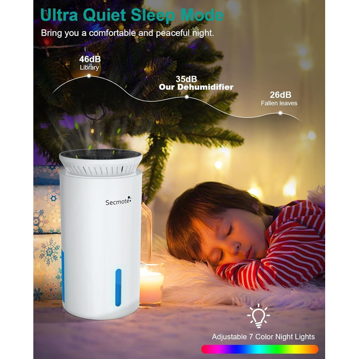 Електричний осушувач повітря 2000 мл, тихий осушувач для дому та офісу, проти вологи, 50㎡ (білий)