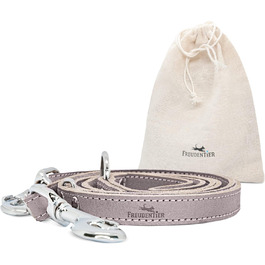 2m Dog Leash made from certified leather - Adjustable training lead - Handmade in EU - Dog leash for large, medium & small dogs - Leather leash (25mm wide) (16mm width, Gray-Brown)
