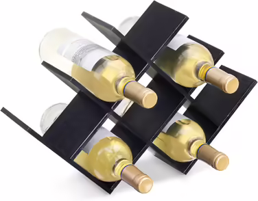 Navaris Wine Rack Bottle Rack Wine Stand made of Bamboo - 43.5x10x29.5cm Wine Rack for Bottles - Wooden Bottle Holder for 8 Bottles
