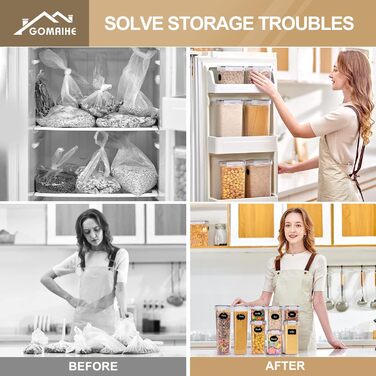 Набори контейнерів для зберігання GoMaihe (8 шт.) - герметичні, для продуктів та кормів для тварин, чорні