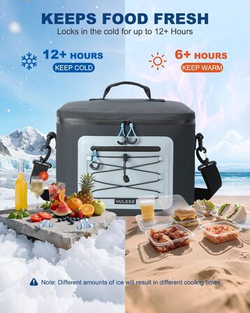 Чорна ізольована сумка-холодильник 24L для пікніка, пляжу, кемпінгу та транспортування продуктів