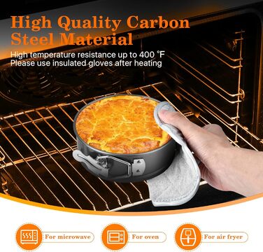 8 форм для кексів діаметром 10.2 см, міні-форми для чізкейків, знімний дно, антипригарне покриття, сталь