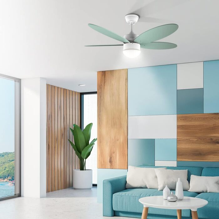 Стельовий вентилятор Cecotec EnergySilence Aero 4260 42 дюйми, LED, пульт, 6 швидкостей, м'ятний