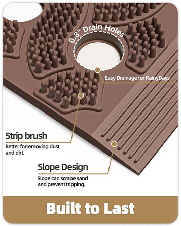 Килимок для порогу COLOR&GEOMETRY Null Geruch TPE Heavy Duty, 43x75 см (60x90 см), коричневий. Екологічний, не потребує догляду, антиковзаючий, для дому та вулиці