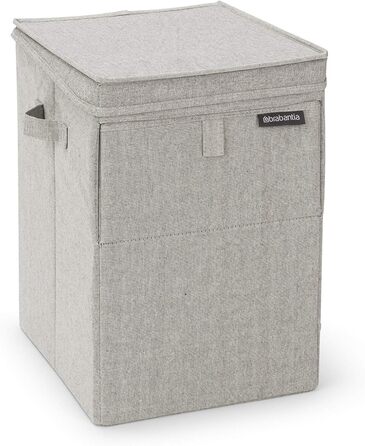 Brabantia - Stackable Laundry Box - Laundry Basket - Easy to fill and empty - Large volume - Folds flat quickly - Lightweight and sturdy handles - Grey - 35 L - 37.0 x 44.5 x 32.0 cm