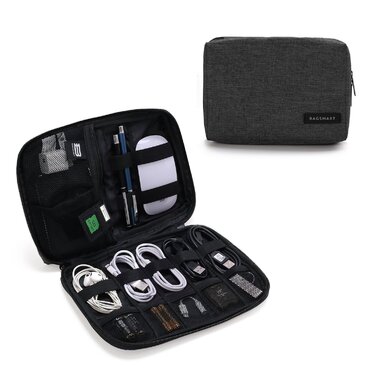 Органайзер для електроніки Bagsmart для кабелів, USB-флешок, карт пам'яті, чорний