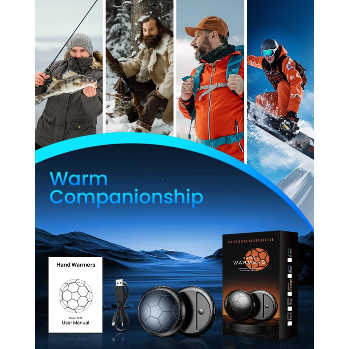 Електричні грілки для рук 2 шт. | USB-грілки з 3 режимами нагріву, 20 годин тепла, для холодного клімату, Outdoor/Indoor (Сірий)