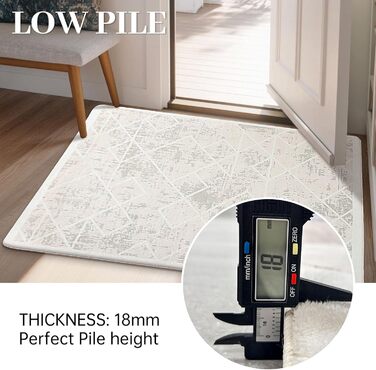 Килим Leesentec для вітальні, спальні: геометричний, сучасний, антиковзаючий, короткий ворс, бежевий, великий, білий (слонова кістка), 80 x 120 см, прямокутний