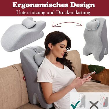 Підкови для ліжка та дивану, подушка для читання з піною Memory, ергономічна подушка для спини, шиї та ніг, подушка від рефлюксу, знімний чохол для ліжка, дивану, сидіння, сну та читання