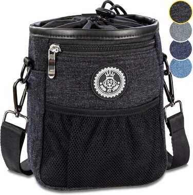 Преміум сумка для ласощів для собак HUND IST KÖNIG - універсальна, містка, з дозатором для відходів та Ebook для дресирування (Чорний, 16 x 18 x 6 см)