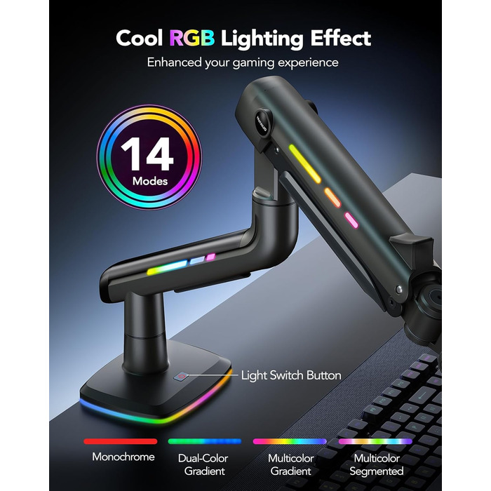 Кріплення для монітора HUANUO для Ultrawide до 49 дюймів, 18 кг, регульований кронштейн, VESA 100x100mm (RGB)