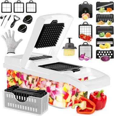 Мультиінструмент для овочів Nu Desire 26-в-1: слайсер, тертка, кубик-різак, спіралізатор, для овочів, фруктів, моркви, цибулі