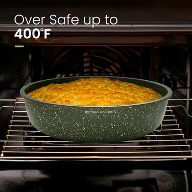 Набір каструль та сковорідок Kitchen Academy 10 предметів з знімними ручками. Підходить для всіх типів плит, включаючи індукційні. Сковороди 20/25 см, каструля 18 см. Колір: зелений