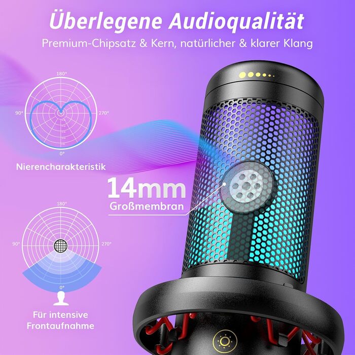 Мікрофон геймерський TONOR TC310 USB для ПК, PS4/PS5 з RGB підсвіткою та тримачем