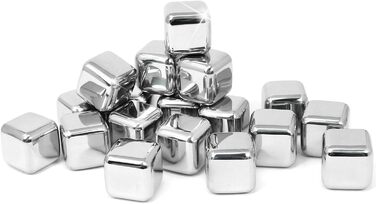 Набір для віскі Com-Four® з нержавіючої сталі: 12 кубиків льоду, мішечок для зберігання та подарункова коробка. Багаторазові кубики льоду для віскі, джину, тоніку та коньяку