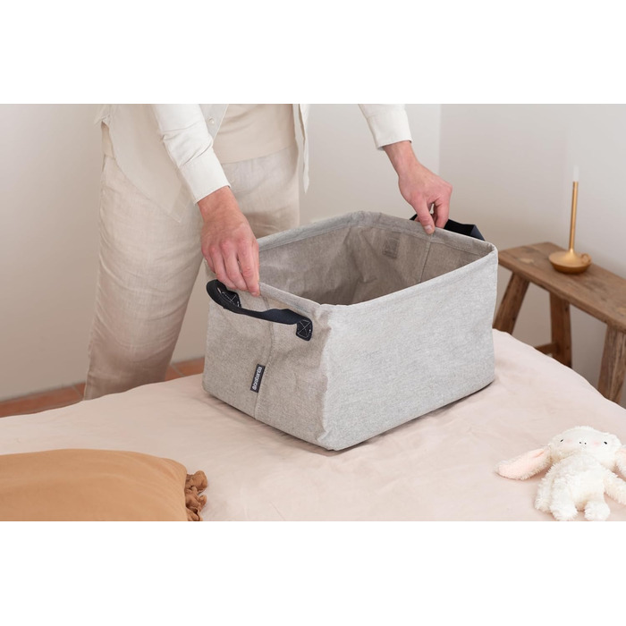 Складаний кошик для білизни Brabantia 35 л, водостійкий, органайзер для зберігання, для сухої та мокрої білизни, іграшок, паперу, сірий