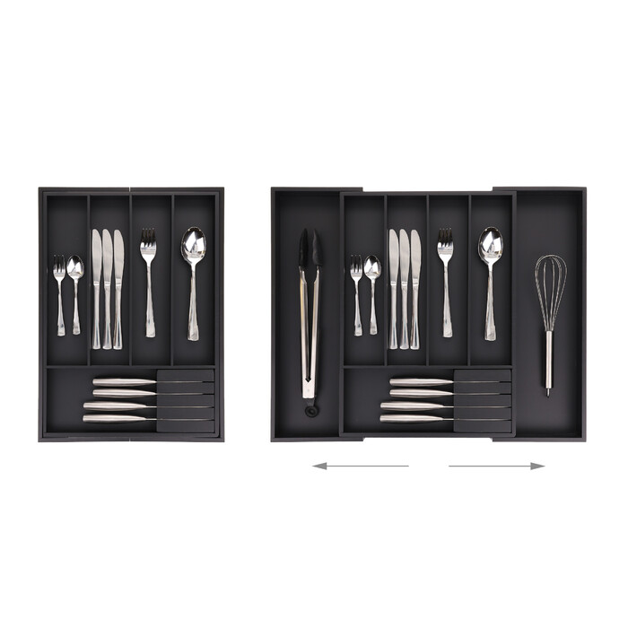 Relaxdays Extendable Bamboo Cutlery Box