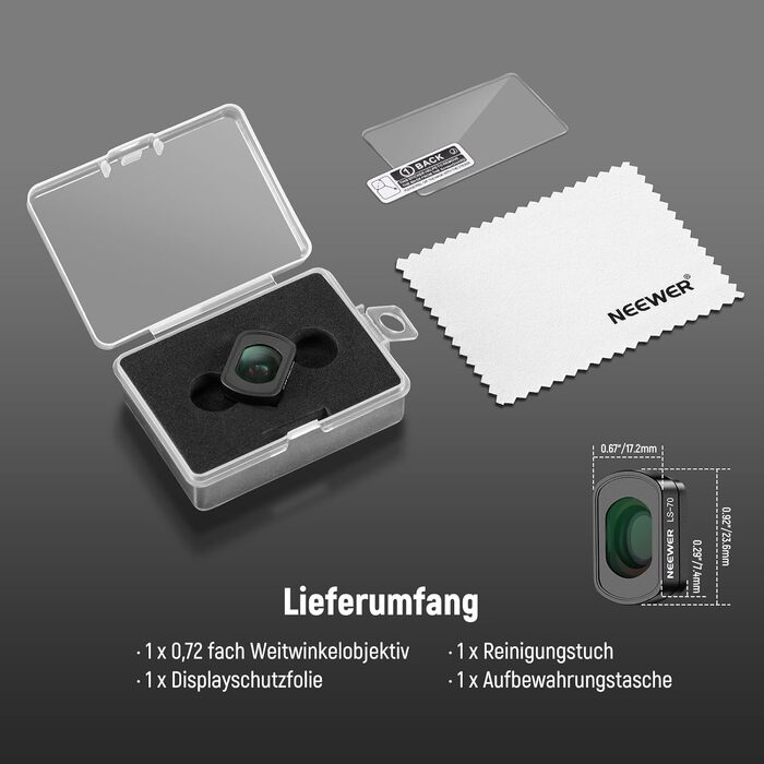 NEEWER Набір фільтрів ND для DJI Osmo Pocket 3: ND2-32, CPL, 0.72x, 112° Ширококутний об'єктив, 2 захисні плівки