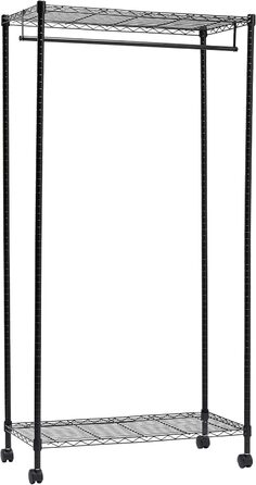 Amazon Basics Clothes Rack with Upper and Lower Shelves, Black, 91 x 45.6 x 180.2 cm