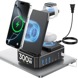 Універсальна бездротова зарядна станція 10-в-1, 280 Вт USB-C для iPhone, MacBook, Android, GaN III PD 65 Вт швидка зарядка