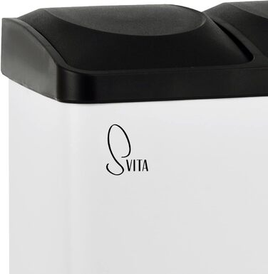 Відро для сміття SVITA TC3X20 з педаллю, 3x20л, нержавіюча сталь, система роздільного збору, 3 відділення, біле, 60 літрів, для кухні