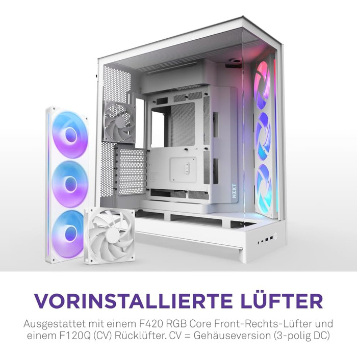 NZXT H9 Flow 2025: Корпус ПК Mid-Tower з покращеною вентиляцією, велика двокамерна конструкція, 3 x 140мм та 1 x 120мм вентилятори, підтримка радіатора 420мм, загартоване скло, підтримка Back-Connect, RGB підсвітка