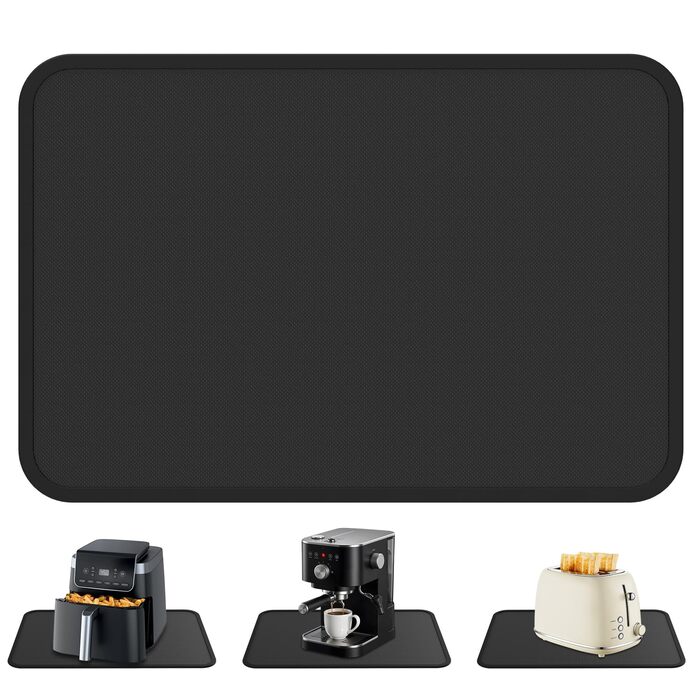 Термостійкий килимок під кавомашину Ankway 40x60 см, чорний, з силікону, антиковзаюча, водонепроникна
