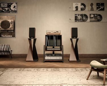 FITUEYES Полиця для програвача вінілу Eiffel Braun - компактна Hi-Fi тумба для платівок